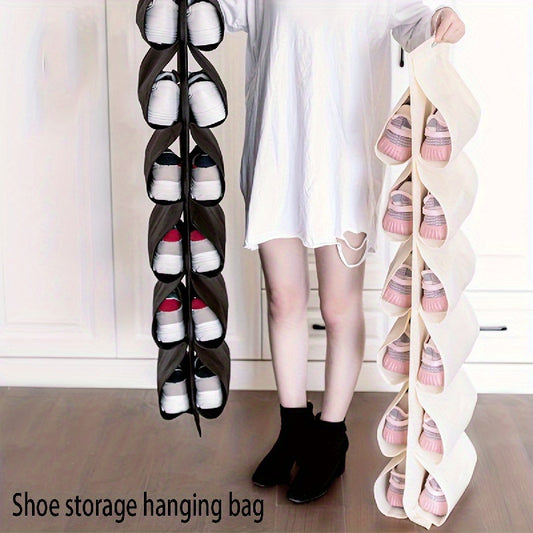 Double Side Shoe Storage Bag With Grids - Durable Organizer For Over The Door