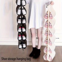 Double Side Shoe Storage Bag With Grids - Durable Organizer For Over The Door