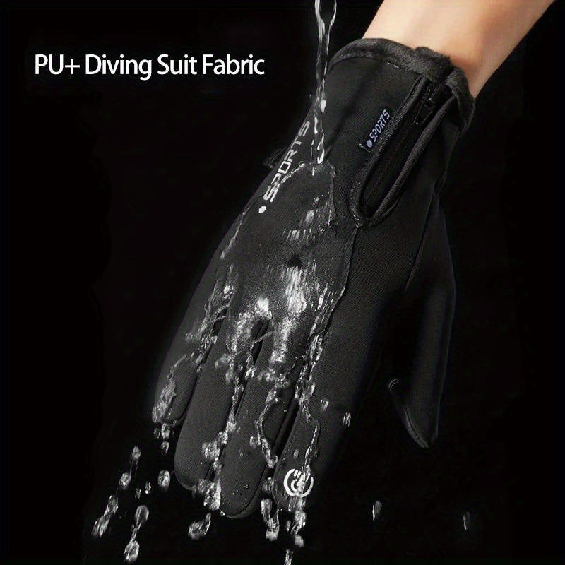 Winter Fleece Two Finger Flip Gloves Waterproof Touch Screen Gloves