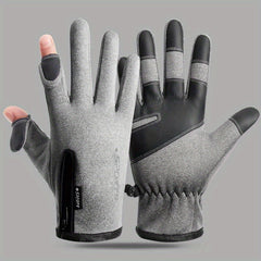 Winter Fleece Two Finger Flip Gloves Waterproof Touch Screen Gloves