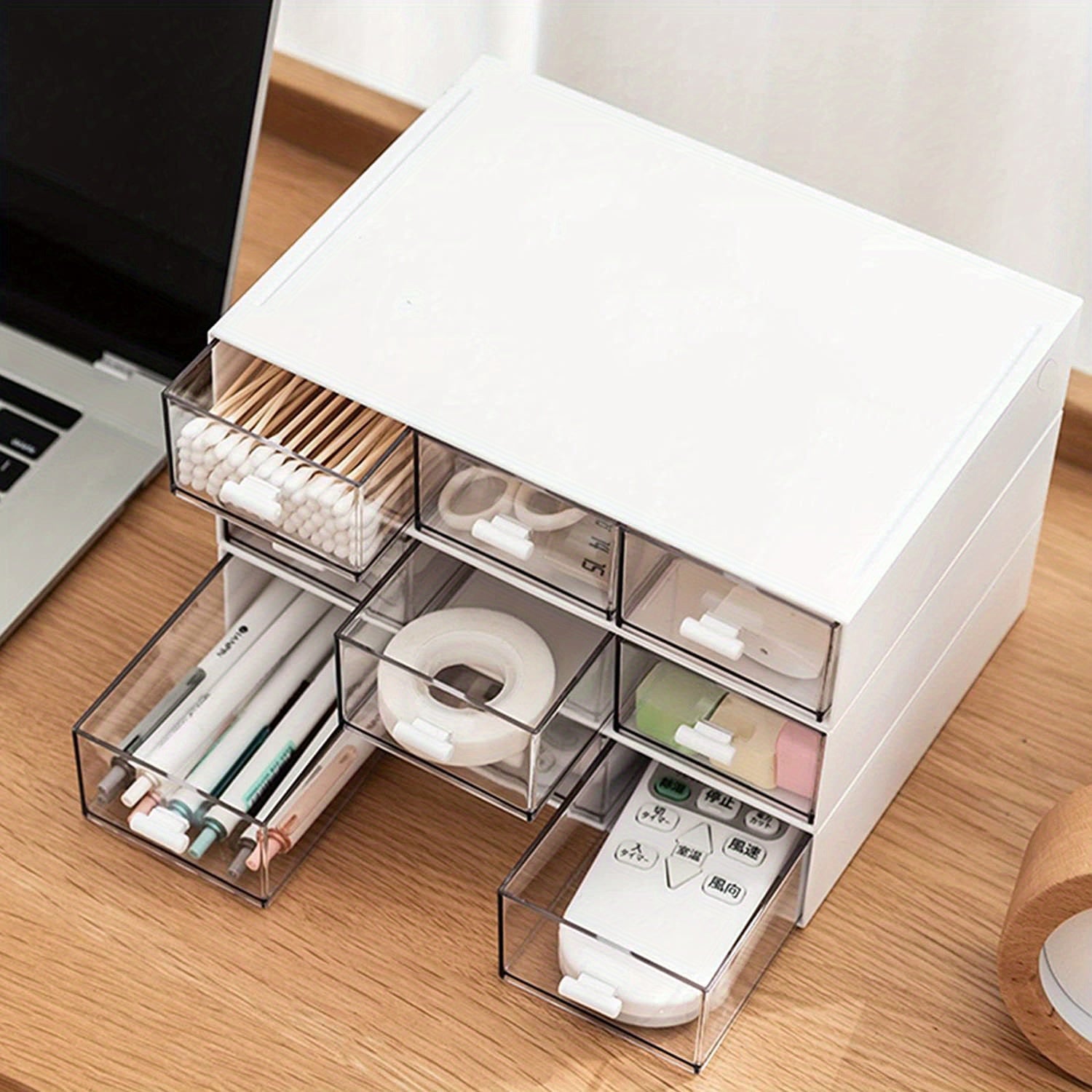 1pc Desk Organizer Box with 1 2 3 Drawers