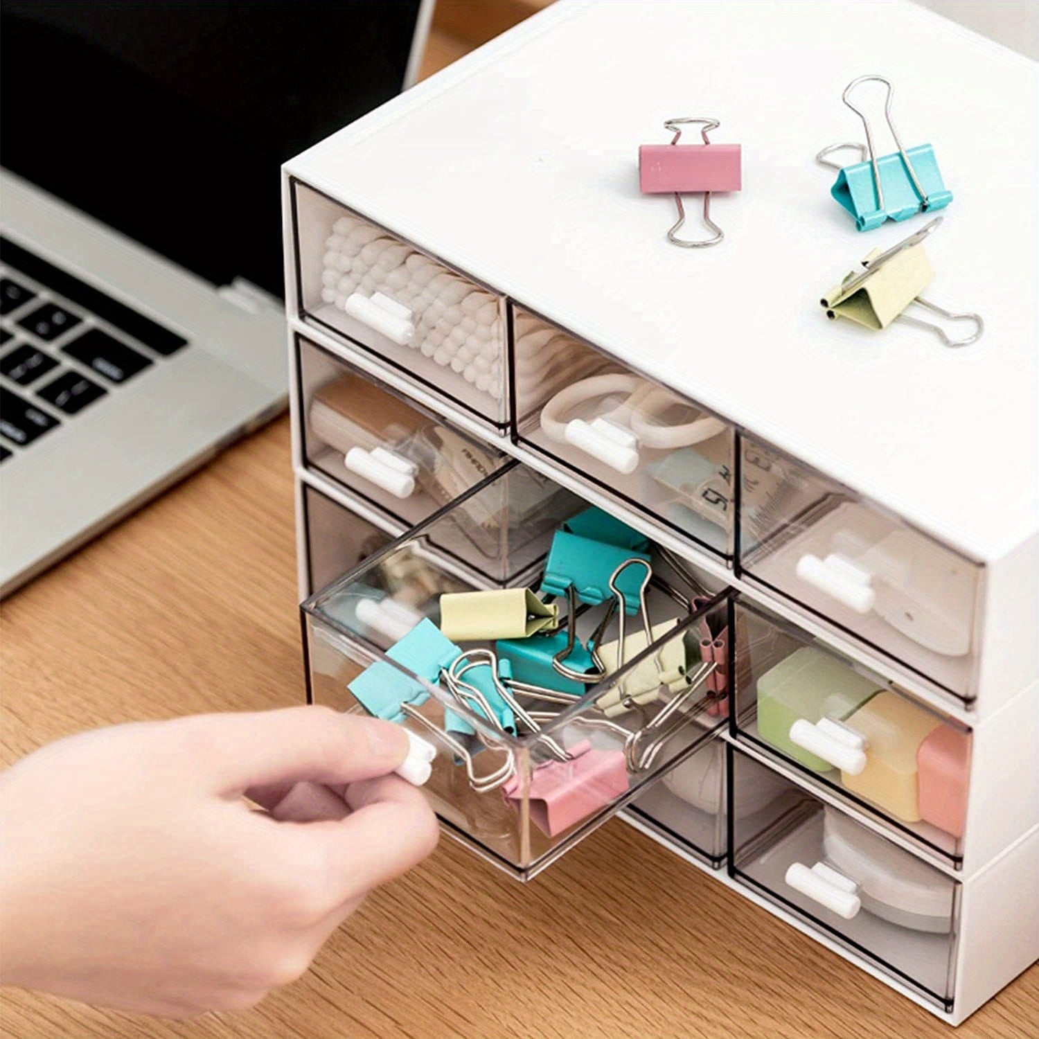 1pc Desk Organizer Box with 1 2 3 Drawers