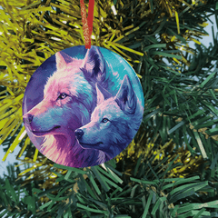 Wolf Xmas Tree Blessing Acrylic Pendant DIY Holiday Ornament