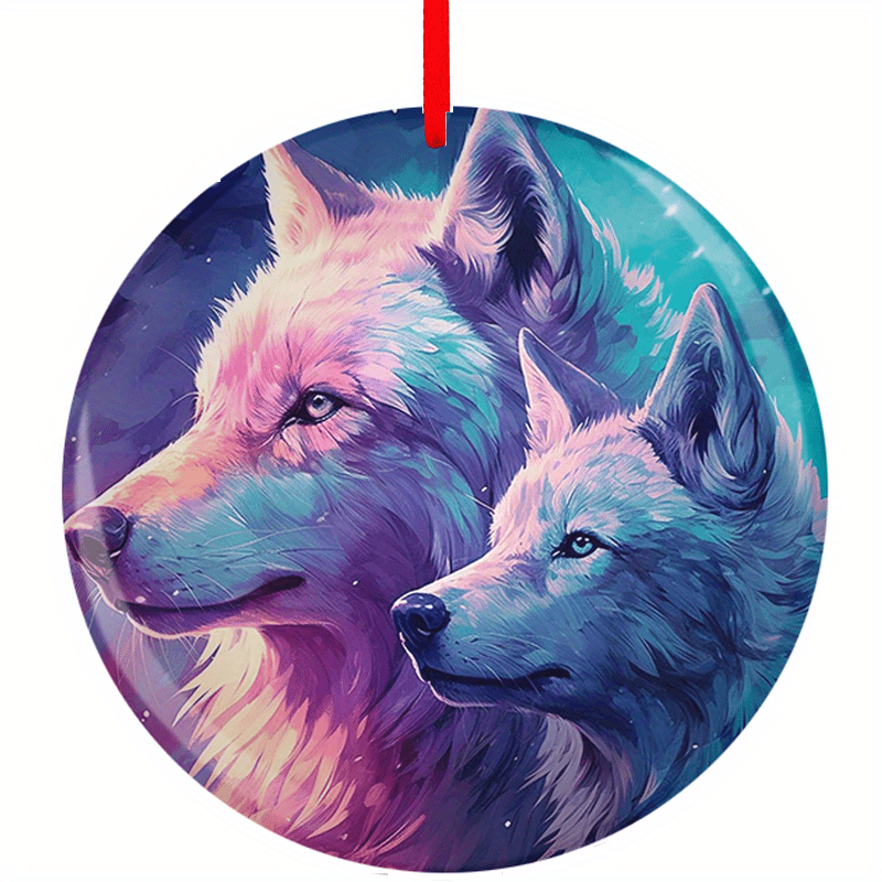 Wolf Xmas Tree Blessing Acrylic Pendant DIY Holiday Ornament