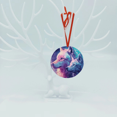 Wolf Xmas Tree Blessing Acrylic Pendant DIY Holiday Ornament