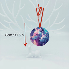 Wolf Xmas Tree Blessing Acrylic Pendant DIY Holiday Ornament