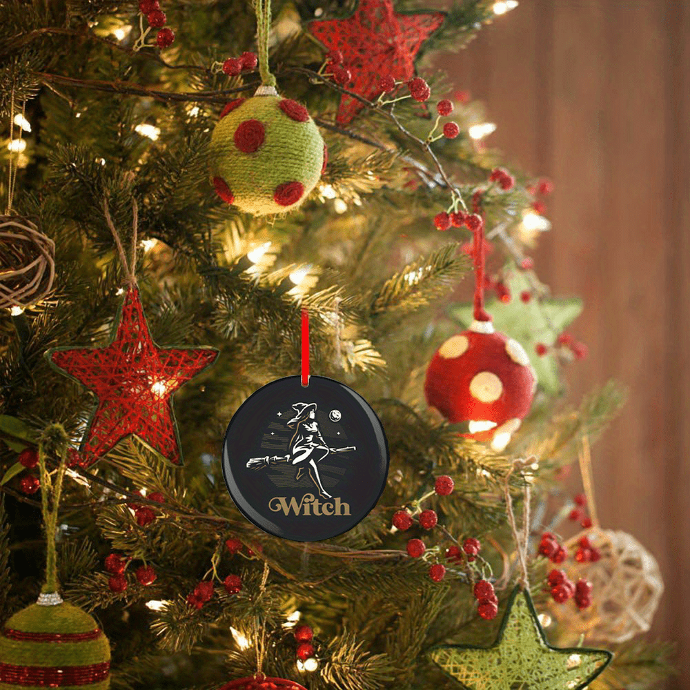 Halloween Witch Christmas Tree Acrylic Pendant DIY Holiday Blessing