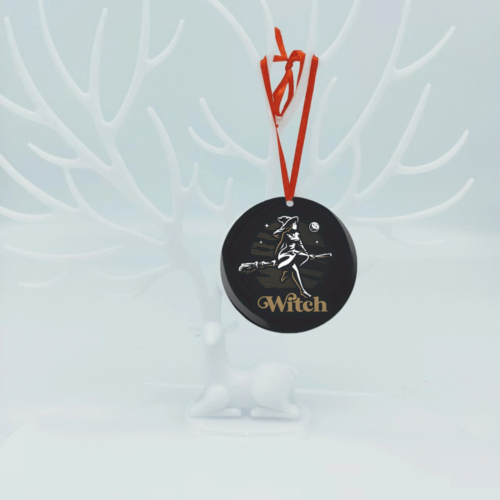 Halloween Witch Christmas Tree Acrylic Pendant DIY Holiday Blessing