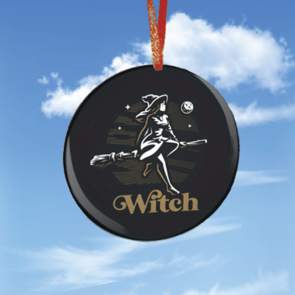 Halloween Witch Christmas Tree Acrylic Pendant DIY Holiday Blessing