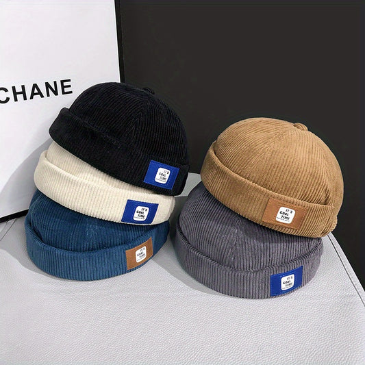 Corduroy Brimless Vintage Hat Sailor Hat for Autumn and Winter