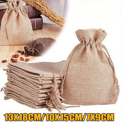 10pcs Drawstring Burlap Bag Jute Gift Bags Wedding Favor Packaging Pouches