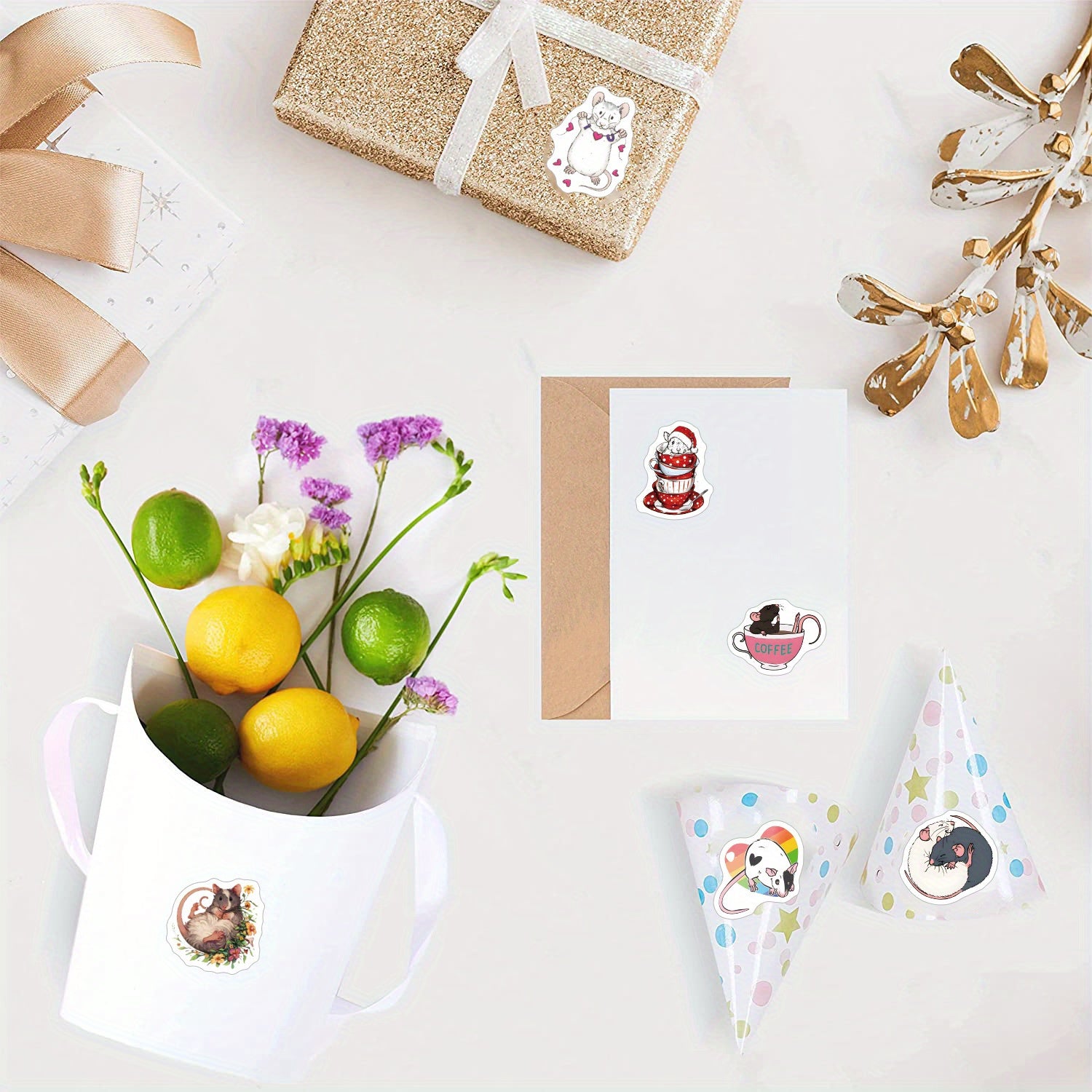 500pcs Funny Mouse Animal Stickers for Water Bottle Skateboard Laptop Phone Case