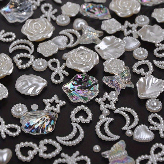50pcs Mixed Pearl Beads Jewelry Making DIY Bracelet Necklace Phone Case Charms