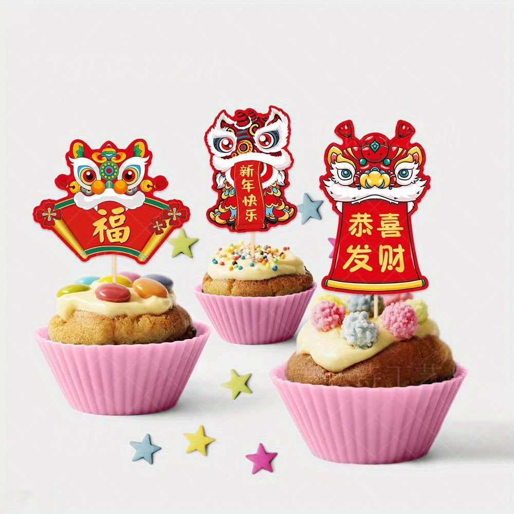 8pcs Chinese Year Picks Cake Topper For Spring Decoration
