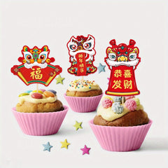 8pcs Chinese Year Picks Cake Topper For Spring Decoration