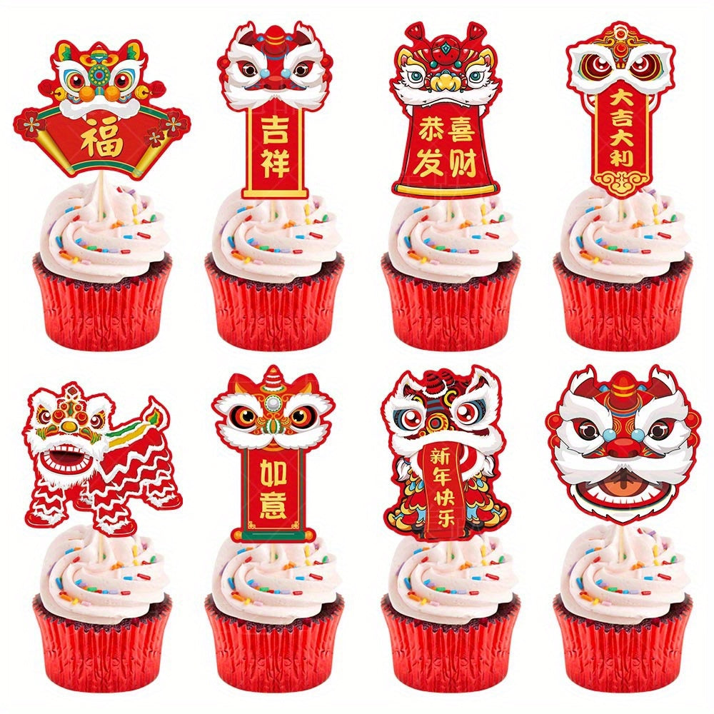 8pcs Chinese Year Picks Cake Topper For Spring Decoration