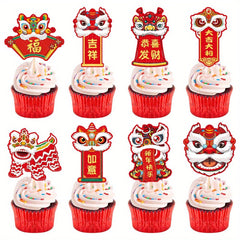 8pcs Chinese Year Picks Cake Topper For Spring Decoration