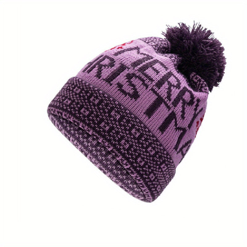 Christmas Theme Knitted Beanie Hat Ear Protection