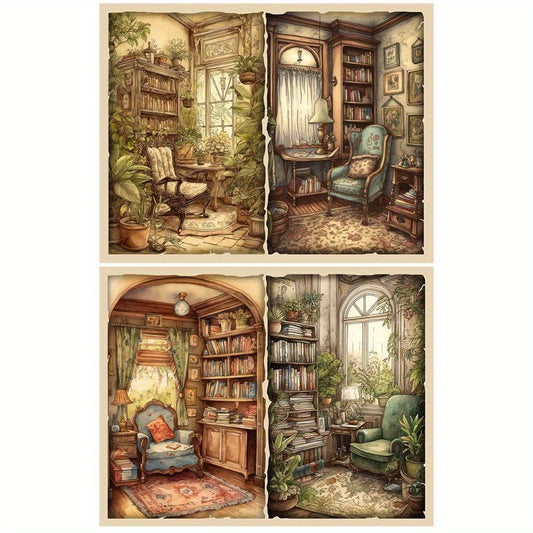 5pcs Large Retro Cabin Paper Journal Decoration Arts Crafts