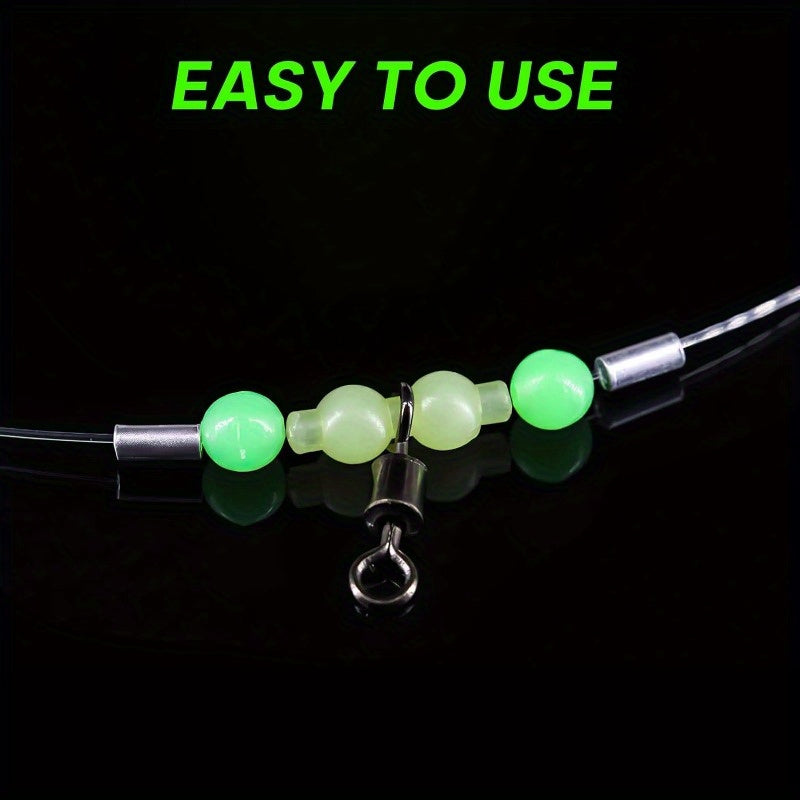 30pcs 3 Way Fishing Swivel T Connector with Luminous Beads Brass Barrel Swivel