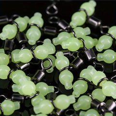 30pcs 3 Way Fishing Swivel T Connector with Luminous Beads Brass Barrel Swivel