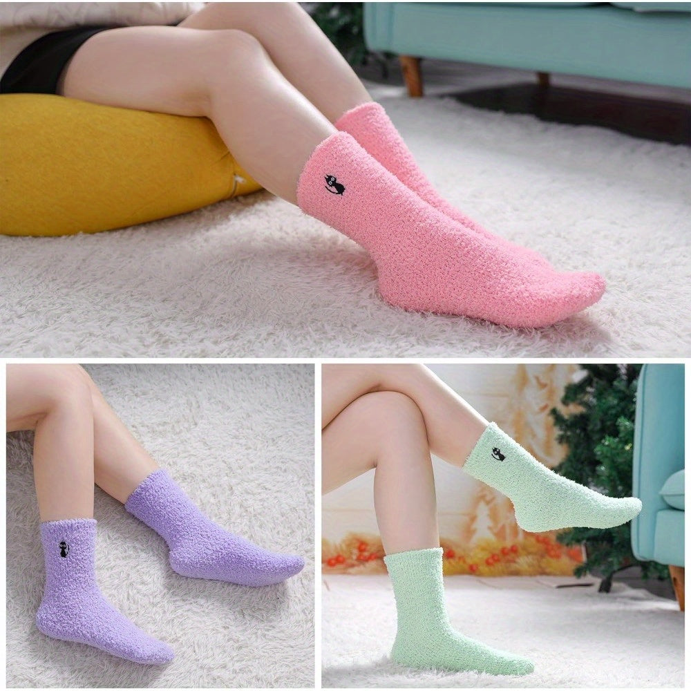 5 Pairs Women Cozy Fuzzy Home Slipper Socks Winter Warm