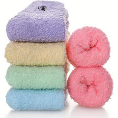 5 Pairs Women Cozy Fuzzy Home Slipper Socks Winter Warm