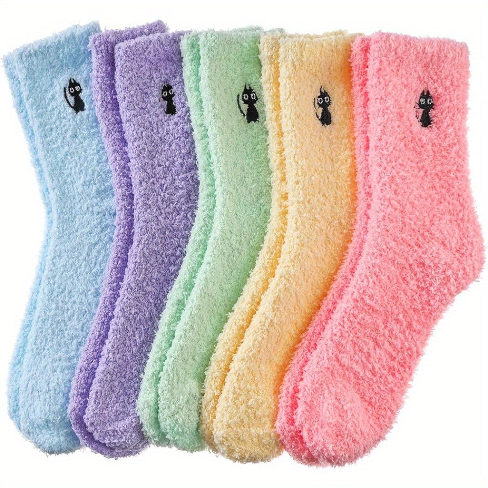 5 Pairs Women Cozy Fuzzy Home Slipper Socks Winter Warm