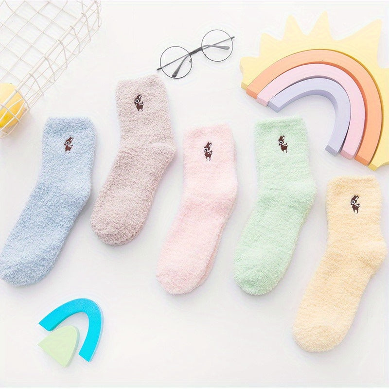 5 Pairs Women Cozy Fuzzy Home Slipper Socks Winter Warm