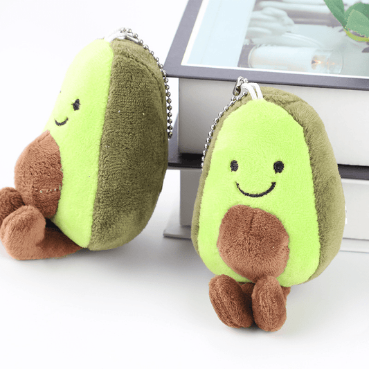 Avocado Keychain Plush Toy School Bag Ornament Car Key Pendant