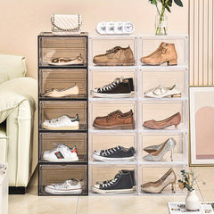Foldable Stackable Shoe Rack Plastic Sneaker Container Space Saving Storage