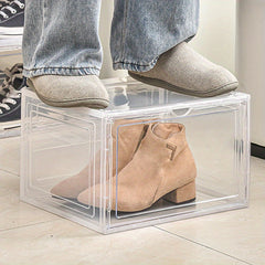 Foldable Stackable Shoe Rack Plastic Sneaker Container Space Saving Storage
