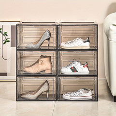 Foldable Stackable Shoe Rack Plastic Sneaker Container Space Saving Storage
