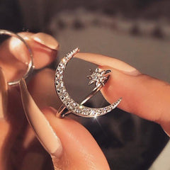 Star Moon Open Ring Index Finger Gift Women