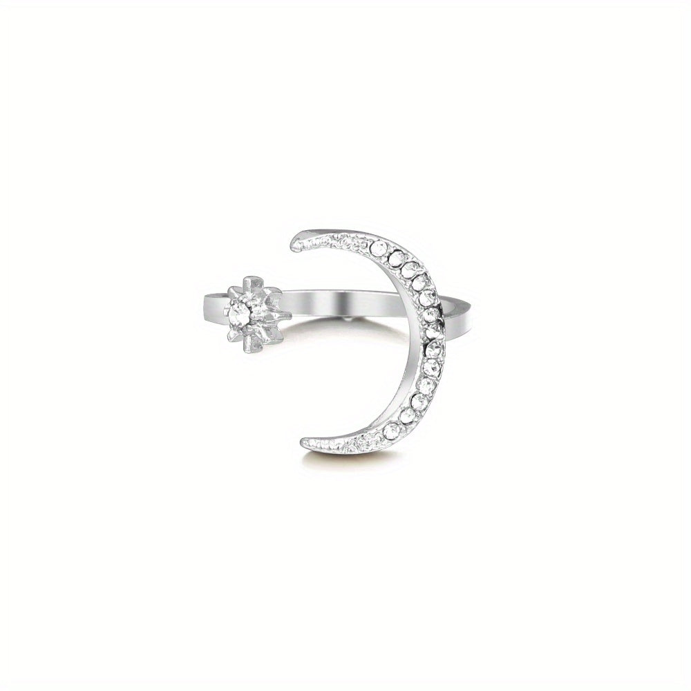 Star Moon Open Ring Index Finger Gift Women