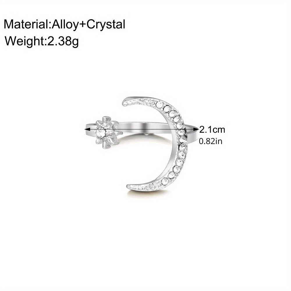 Star Moon Open Ring Index Finger Gift Women