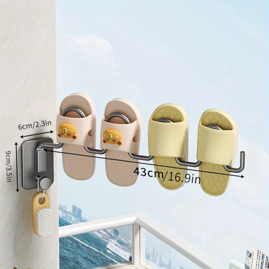 Wall-mounted Shoe Drying Rack Hook Foldable Slipper Rack