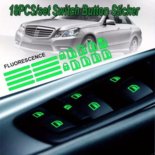 4pcs Car Door Window Lift Button Stickers Luminous Car Styling