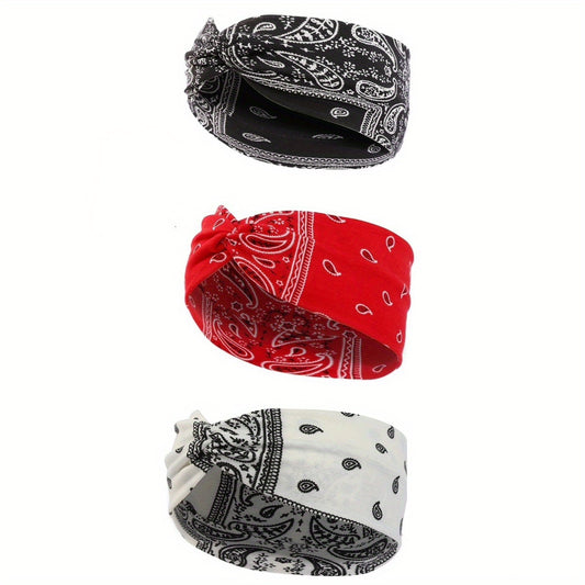 Vintage Floral Headband Sweat Absorption Sports Hairband for Yoga Fitness