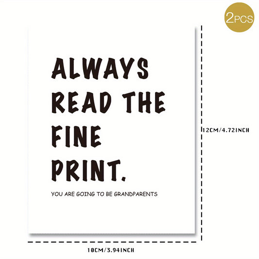 2pcs Funny Wine Bottle Label - Always Read the Fine Print Announcement