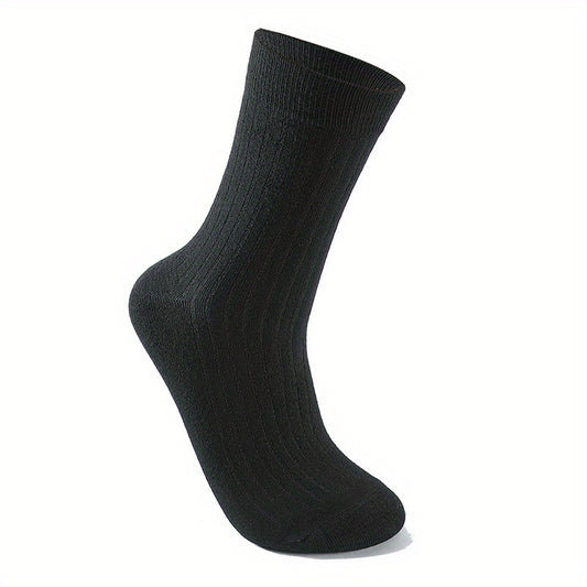 6 Pairs Men's Solid Crew Socks Breathable Comfy Casual Unisex Outdoor