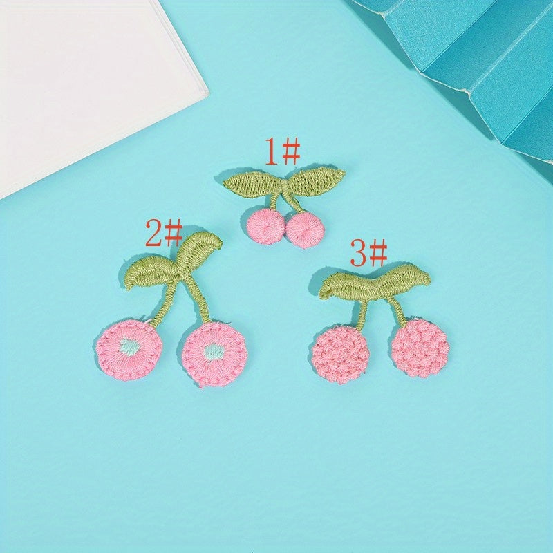 9pcs DIY Sewing Mini Cherry Embroidery Cloth Stickers