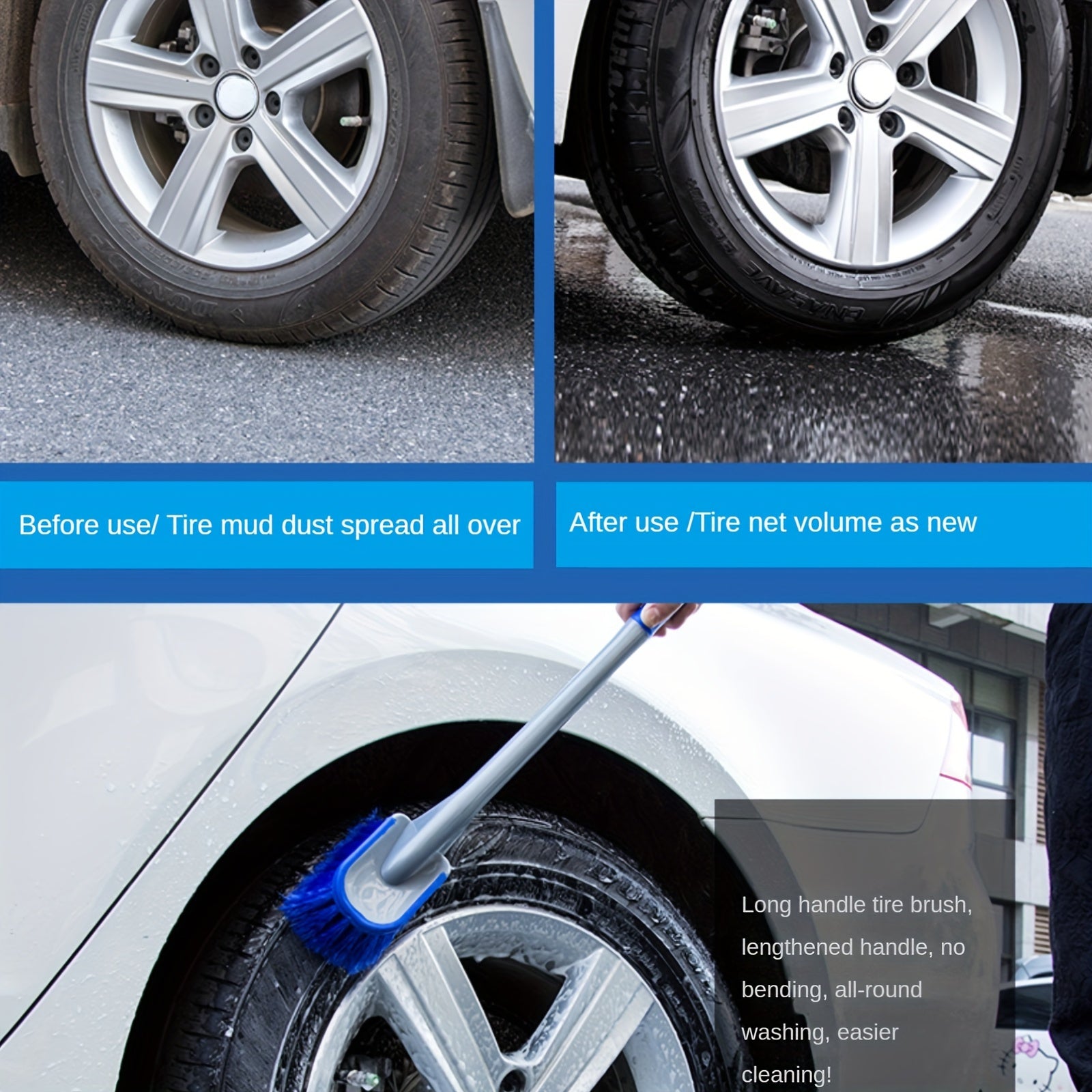 Car Tire Wheel Cleaning Brush with Handle