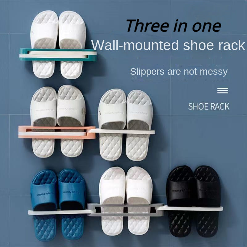 Toilet Slipper Rack Wall mounted Bathroom Foldable Towel Rack