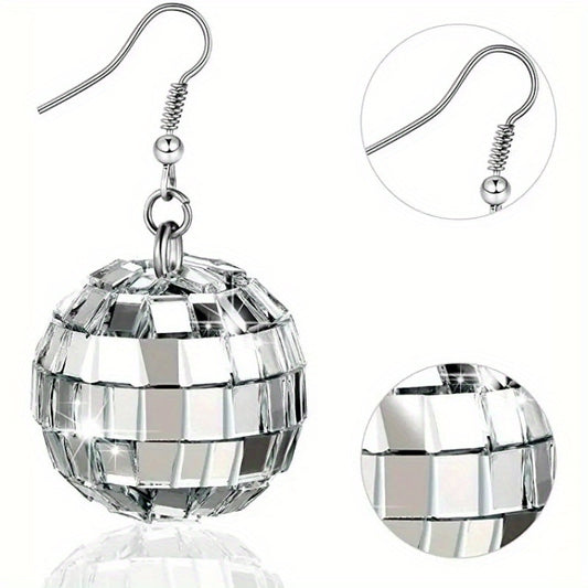 Vintage Disco Ball Dangle Earrings Boho Round Drop Earrings
