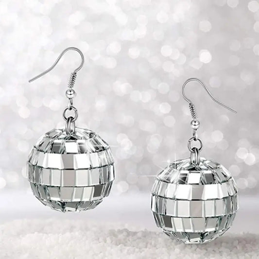 Vintage Disco Ball Dangle Earrings Boho Round Drop Earrings