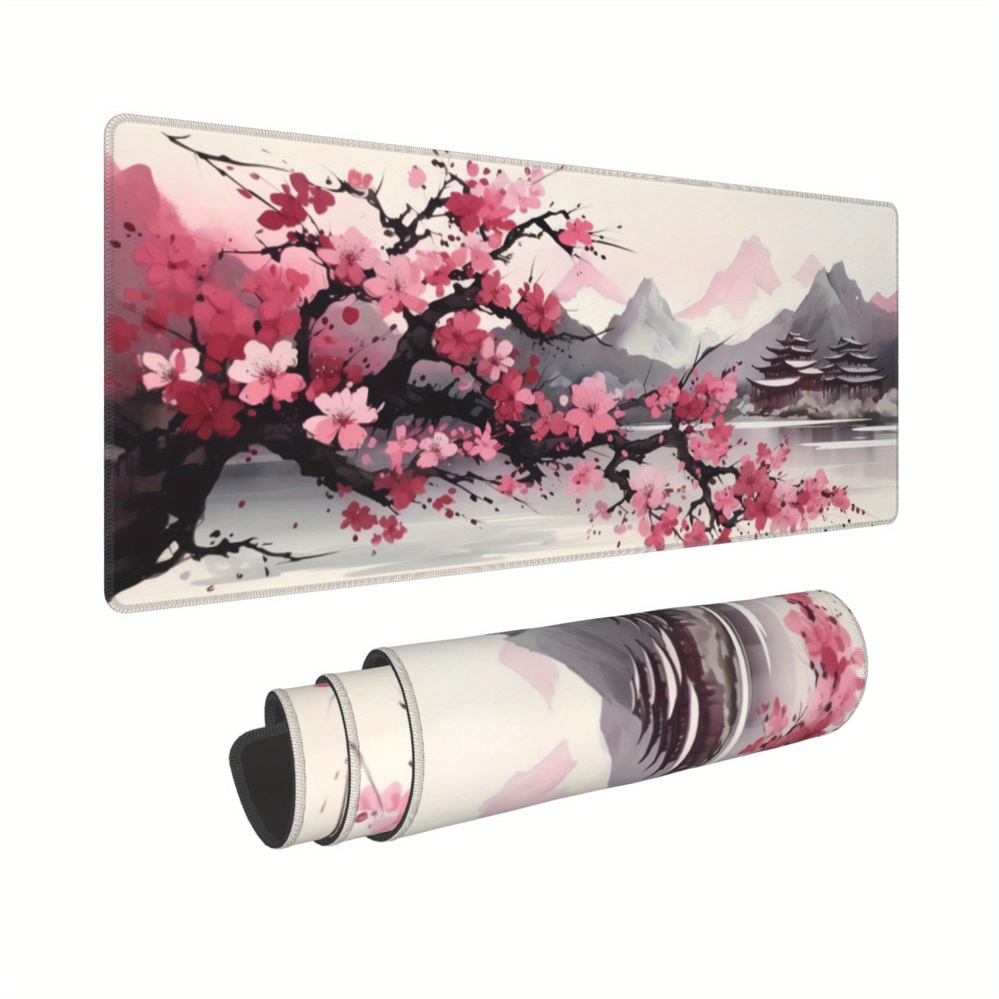 Cherry Blossom Ink Painting Large Mouse Pad For Desk