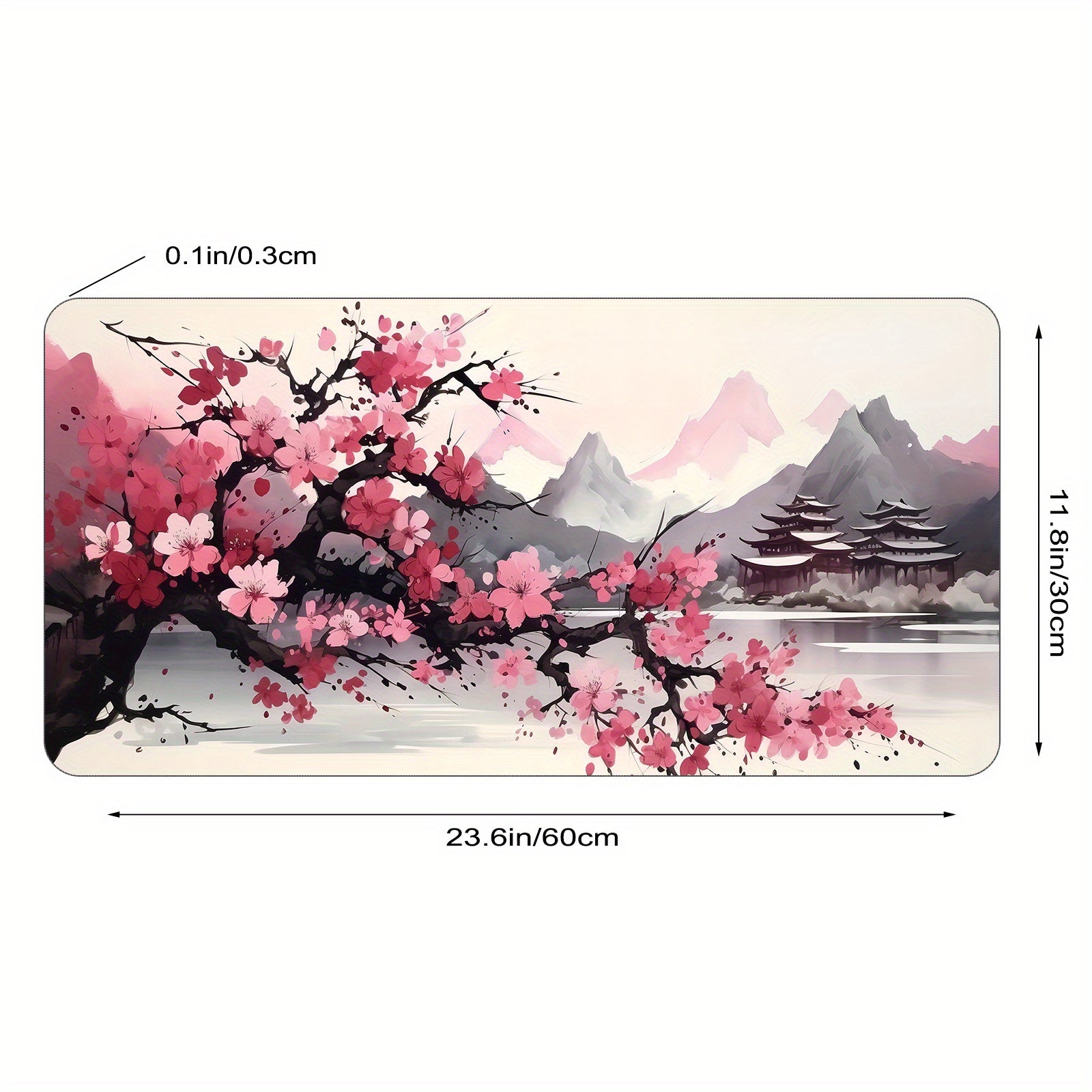 Cherry Blossom Ink Painting Large Mouse Pad For Desk