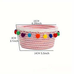 Woven Storage Basket Remote Control Holder Desk Organizer