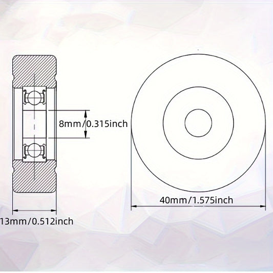 5pcs 608 Axis Contract Glue PU Polyurethane Silent Guide Wheel 8 40 13mm